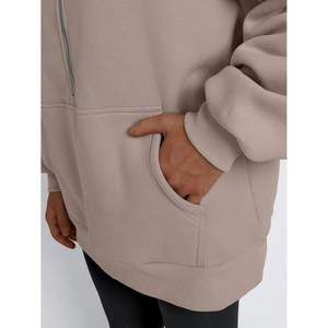 Moda 2024 Otoño/Invierno moda reina mujer media cremallera suéter de gran tamaño sudaderas Casual manga larga estilo diario tamaño 4XL - Product Image 1