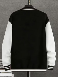 Oversized Breathable <b>Men's</b> Black Varsity <b>Jacket</b> Turn-down Collar Casual Streetwear Regular Fit Autumn Wear <b>Jackets</b> For <b>Men</b> - Product Image 2
