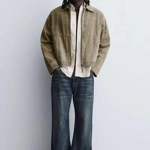 Oversized Vintage Denim Wash <b>Jacket</b> for Men Custom Men's Vintage <b>Zip</b>-<b>up</b> Worker <b>Jacket</b> Outdoor Twill <b>Jacket</b> - Product Image 1