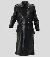 Abrigo Largo de Cuero Negro para Hombre, Estilo Oficina, Alemán, de Alta Gama, Venta en Línea, Personalizable en Tallas y Colores, con Piel Sintética