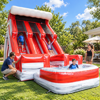 Toboggan aquatique gonflable commercial, utilisation sèche et humide, toboggan aquatique double voie pour enfants, location pour fêtes, événements en plein air