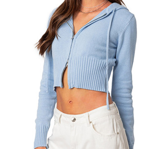 Sudadera con capucha corta para mujer, estilo urbano, transpirable, informal, de invierno, personalizada, muy vendida. - Product Image 3