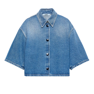 Trending Custom Women's <b>Cropped</b> <b>Denim</b> Shirt Oversized Casual Premium Streetwear OEM Fashion Button Up <b>Denim</b> Top Private Label - Product Image 1