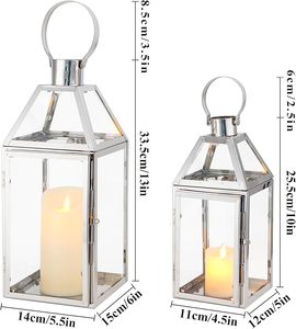 Lanterne en métal écologique et élégante avec panneau en verre, porte-bougie pour la décoration intérieure et l'éclairage extérieur - Product Image 2