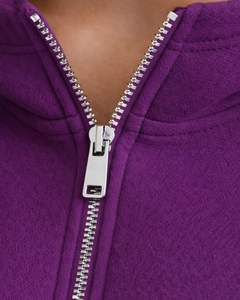 Sudadera con capucha de forro polar personalizada, color ciruela, con cremallera de cuarto, bolsillo canguro, dobladillo con cordón ajustable, estilo casual urbano, cálida, para mujer - Product Image 6