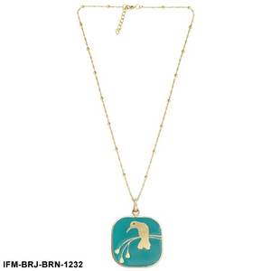 Pendentif oiseau géométrique en laiton sculpté à la main, émail bleu, avec chaîne réglable, revêtement anti-ternissement – Tendance - Product Image 1