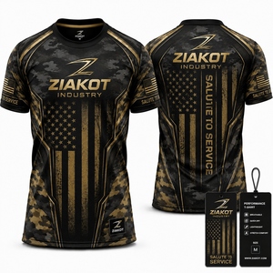 ZIAKOT industry New design Men's Custom Camo Black-Old Gold 3D American Flag Fashion Performance Salute To Service <b>T</b>-<b>Shirt</b> - Product Image 1