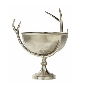 Bol élégant en argent poli sur support décoratif en métal doré à motif plume, plat décoratif sur pied pour fruits et collations, décoration d'intérieur haut de gamme - Product Image 5