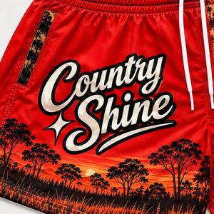กางเกงขาสั้นพิมพ์ลายสำหรับผู้ชาย Country Shine ลายจิงโจ้ ผลิตจากผ้าโพลีเอสเตอร์/คอตตอนที่เป็นมิตรกับสิ่งแวดล้อม เอวสูง มีเชือกผูกและกระเป๋า - Product Image 6