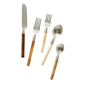 Ensemble de couverts en acier inoxydable de qualité supérieure avec manche en bois d'olivier naturel pour restaurant et usage domestique au prix le plus bas - Product Image 5