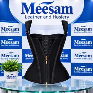Women's Goth Punk Plus-Size Zipper Leather Lace Corset Shapewear Hip Enhancer Satin Fabric Quick Dry Firm Control Seamless High - Product Image 1