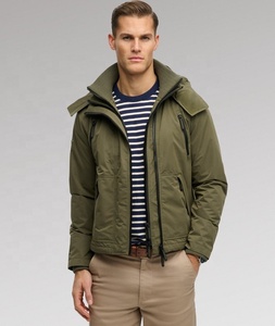 Chaqueta Acolchada Verde Oliva para Hombre, Cortavientos, con Capucha Desmontable, Cierre de Cremallera, Informal, Gruesa, para Invierno 2026 - Product Image 1