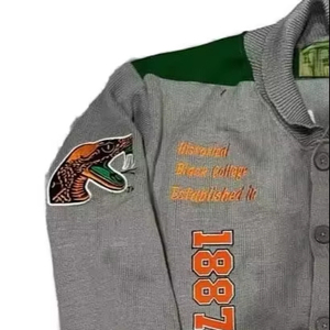Customized Women's FAMU <b>Cardigan</b> Knitted Quick Dry V-neck Embroidered Anti-Shrink Casual Front Badges Appliques - Product Image 4