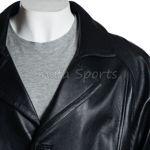 Men's Real <b>Long</b> <b>Leather</b> <b>Jacket</b> Coat Black Genuine <b>Leather</b> <b>Jacket</b> for Sale Manufacture Custom logo Labels and Tags - Product Image 3