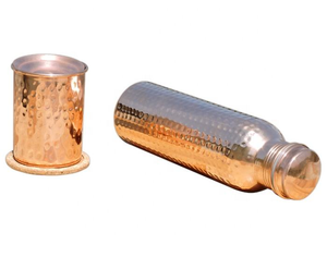 100% Pure Copper Hammered <b>metal</b> <b>Water</b> <b>Bottle</b> for New Travellers Direct Drinking Method 34 oz Capacity - Product Image 2