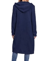 Women's Plus Size Winter Breathable Summer Mid-Length Fleece Coat Zip-Up Hoodie Curved Hem Deep Gray Stylish Casual Washed