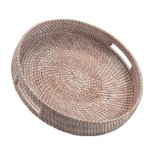 ถาดหวายไม้ไผ่ทรงกลมสำหรับตกแต่งเครื่องครัวอุปกรณ์ตกแต่งบ้าน - Product Image 1