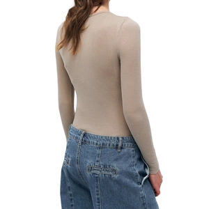 Mono de yoga de punto sin costuras con estampado acanalado para mujer, al por mayor, personalizado, de manga larga, cintura alta, efecto levantamiento de glúteos, ajuste regular - Product Image 3