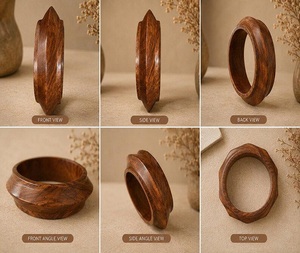 Handmade Eco-Friendly Natural Beautiful Grained <b>Wooden</b> Bangle <b>Bracelets</b> with Customized Shape From Uttar Pradesh for Women & <b>Men</b> - Product Image 3