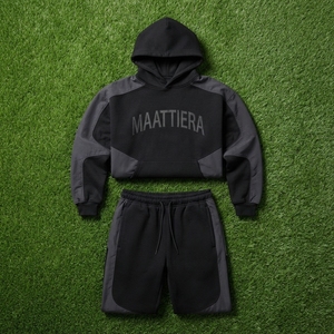 Mens <b>Black</b> Color Block Tracksuit Set <b>Zip</b> Up <b>Hoodie</b> Jogger Pants Custom Streetwear Sportswear Matching Outfit - Product Image 5