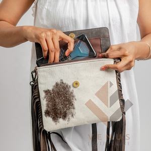 Sac à main bandoulière en cuir de vachette Vintage élégant pour femmes frange bouton pression cheveux cacher Collection pour le printemps automne Shopping - Product Image 5