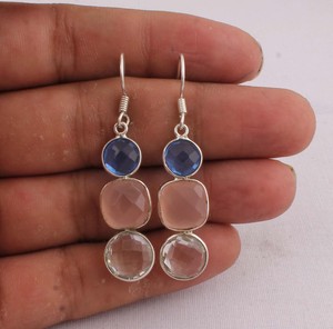 Handmade Multi-Gemstone <b>Earrings</b> 925 <b>Sterling</b> <b>Silver</b> Jewelry Manufacturer Wholesale Assorted Natural Stone Drop <b>Dangle</b> <b>Earrings</b> - Product Image 1