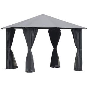 10x10 'gazebo esterno esterno nero con pareti laterali in rete e tende per la Privacy padiglione e baldacchino pergolato in colore nero - Product Image 1