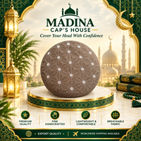 Chapeau de prière musulman traditionnel pour hommes, fabriqué à la main, casquette islamique classique, 100% coton, design embossé, réglable, respirant, pour l'extérieur