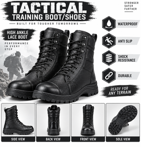Calzado de seguridad táctico con cordones de cuero, duradero, para trabajo al aire libre, impermeable, para senderismo en la nieve, todo terreno, fabricante. - Product Image 5