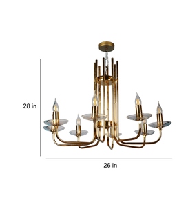 Lustre moderne en métal doré, luminaire suspendu de luxe à 6 lumières, contemporain pour salle à manger et salon - Product Image 4