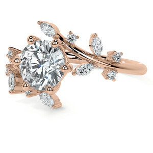 Cute Flower Cut 18k Real Gold IGI Certified <b>Unique</b> Round Marquise Lab Grown Diamond Bypass Engagement & Wedding Ring for Women - Product Image 2