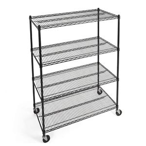 Étagère de garage en métal robuste à 4 niveaux réglables avec roulettes, montage sans outil - Product Image 1