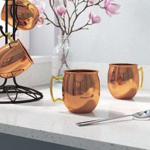 Juego de tazas Moscow Mule de cobre, tazas para bebidas estilo promenada costera, tazas reutilizables hechas a mano, tazas para servir con acabado premium - Product Image 1