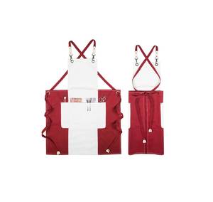 Tablier en toile imprimé avec logo personnalisé, sangles en cuir détachables, uniforme professionnel pour barman, barista, coiffeur, multifonctionnel - Product Image 2