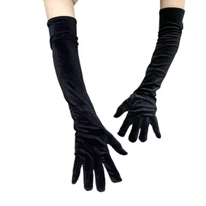 Gants longs en velours pour femme, pour mariages, soirées, opéras, dîners, extensibles, design coude, respirants, en Spandex et Polyester - Product Image 3
