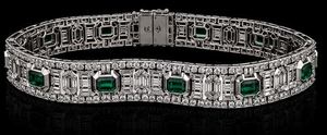 925 Sterling <b>Silver</b> <b>Bracelet</b> Emerald Cut Green Stone <b>Bangle</b> Round Brilliant Diamond Style Fine Jewelry - Product Image 5