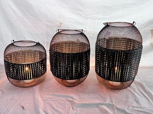 Sonnet Decor Iron Mesh <b>Lantern</b> <b>Set</b> of 3 Black Bronze Handmade Candle Holders for Home Decoration Heat Resistant Metal Christmas - Product Image 3