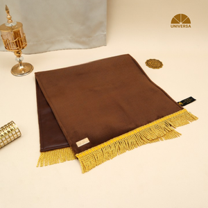 Tapis de prière pour enfants marron, en fausse fourrure et mousse, cuir synthétique, moderne, pour usage domestique, lavable, antidérapant, portable, taille moyenne, avec pompon doré - Product Image 3