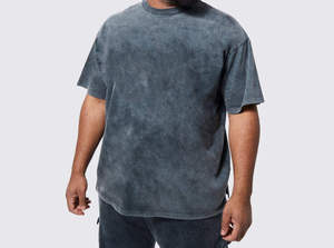 Camiseta de Manga Corta con Cuello Redondo y Estampado Tie-Dye para Hombre, Color Sólido, Informal, Tejida, 100% Algodón, Corte Regular - Product Image 5