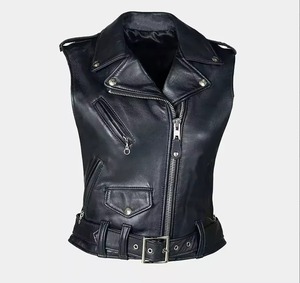 Men's Plus Size Black Leather-Style Moto Vest With <b>Chains</b> Zippers Rivets Turn-down Collar Regular Length Outer Wear Solid Color - Product Image 4