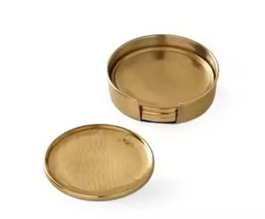 Vintage Inspired Metal Coaster Set Elegant Beverage <b>Protector</b> for Coffee <b>Table</b> Restaurant Bar Hotel Wedding Dining - Product Image 1