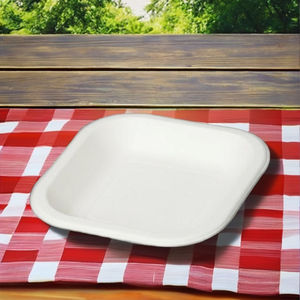 Naturel jetable de plat de plat carré de bagasse biodégradable de 7 pouces plaqué sans produits chimiques - Product Image 2