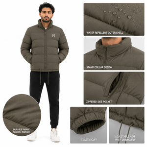 Custom Men's Quilted Puffer Men's <b>Jackets</b> Stand Collar Padded Wholesale Winter <b>Jacket</b> OEM Casual Outdoor Coat Bulk Manufacturer - Product Image 5