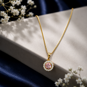9K Yellow Gold Lab Grown Diamond Filled Pendant Necklace Brilliant Cut Snake <b>Chain</b> Classic Women's Everyday & Party Wear Jewelry - Product Image 4