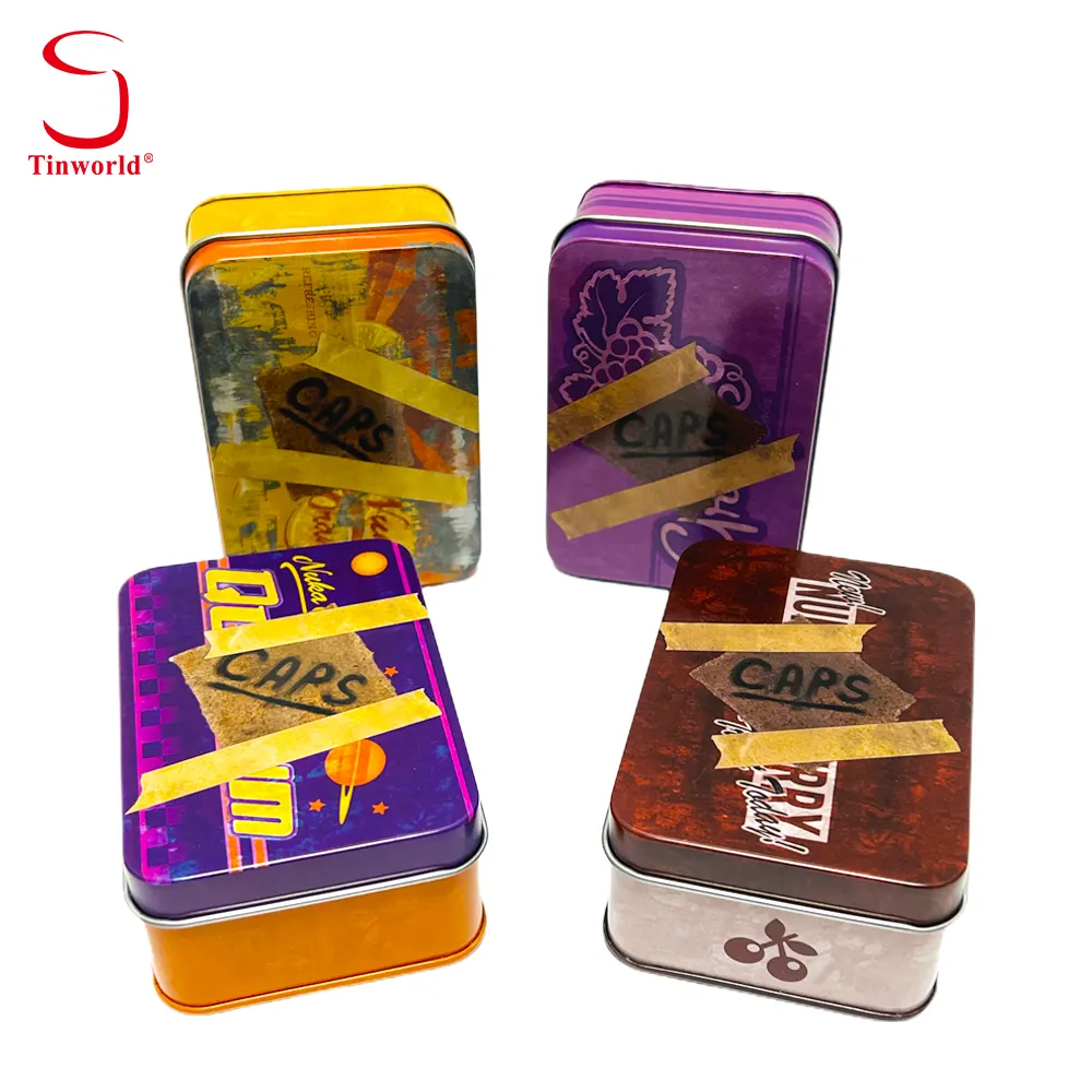 Impresión personalizada hojalata contenedor de almacenamiento Rectangular de Metal puede levantar la tapa Tarot tarjeta caja de lata para la tarjeta del Tarot