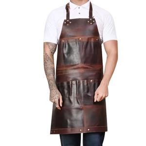 High Quality Real <b>Leather</b> Sleeveless All-Type Work <b>Apron</b> with Tool Pocket Multipurpose - Product Image 1