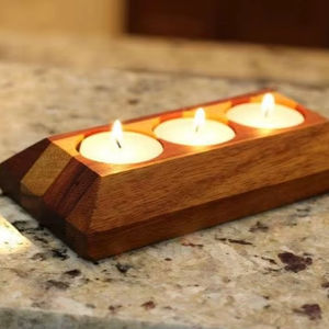 Support de bougie en bois artisanal écologique classique pour la décoration de la maison, personnalisable, Noël, salon, Inde - Product Image 1