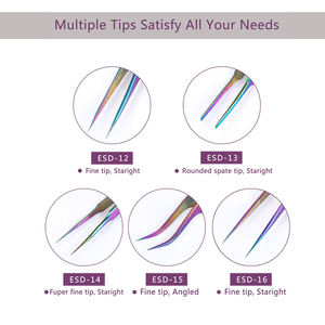 Ensemble de pinces à épiler pour extensions de cils à pointe incurvée, pinces en acier inoxydable multicolores, pinces professionnelles pour faux cils - Product Image 4