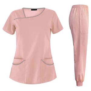 <b>Doctor</b> Women Scrub <b>Set</b> Short Sleeve Fashion Zipper Slim Design Nursing Uniform <b>Sets</b> Medical Dental Laboratory Apparels - Product Image 5