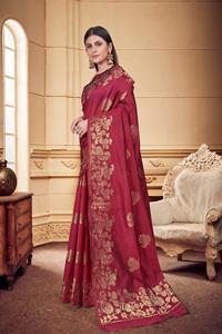 Sari de Seda Pura Banarasi de Primera Calidad con Tejido Zari para Bodas Indias y Trajes Nupciales, Disponible a Precio de Exportación - Product Image 3